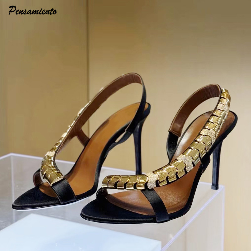 Summer Clothing Collection - Sandalias de gladiador de satén con