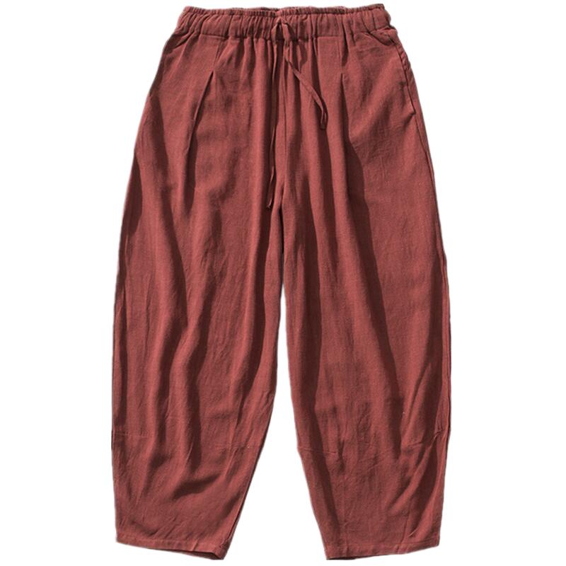 Summer Clothing Men Linen - Pantalones bombachos holgados de lino y