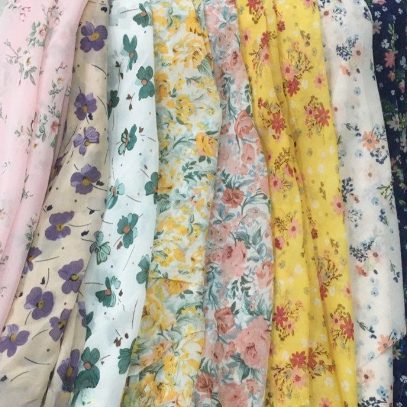 Summer Clothing Material - Tela de gasa con estampado Floral