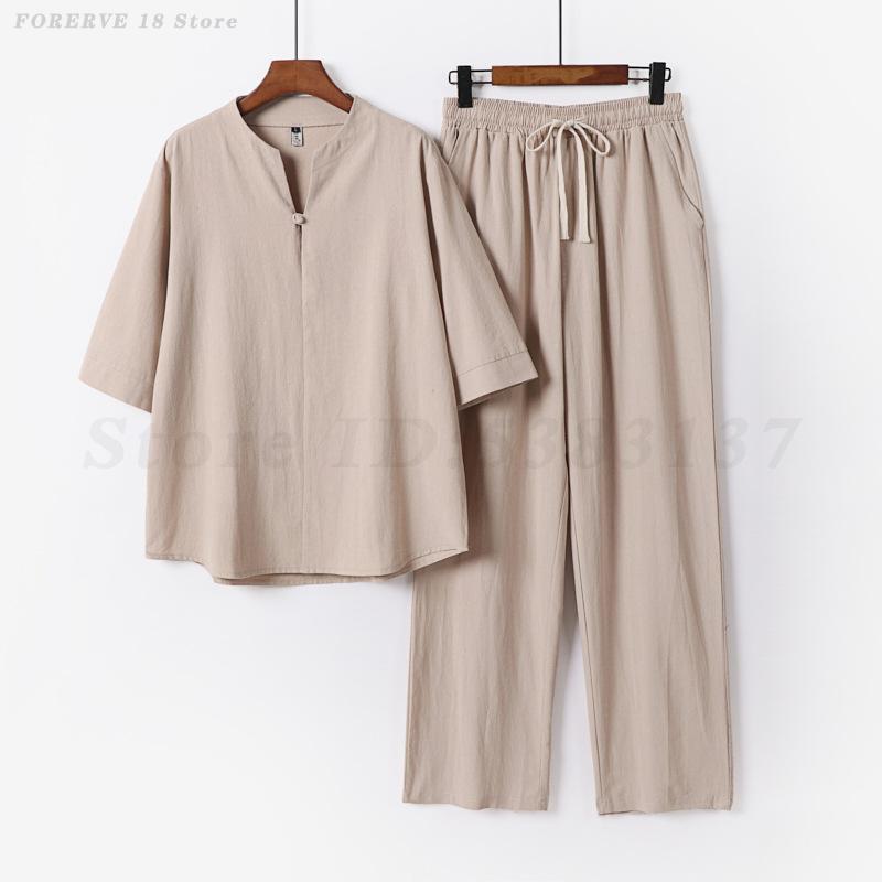 Summer Clothing Men Linen - Conjunto de Verano de 2 Piezas