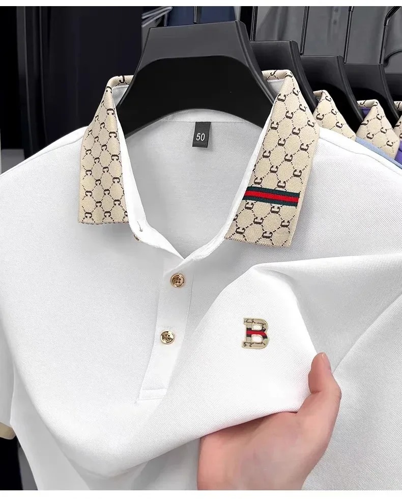 Summer Clothing Men Linen - Polo de manga corta de marca