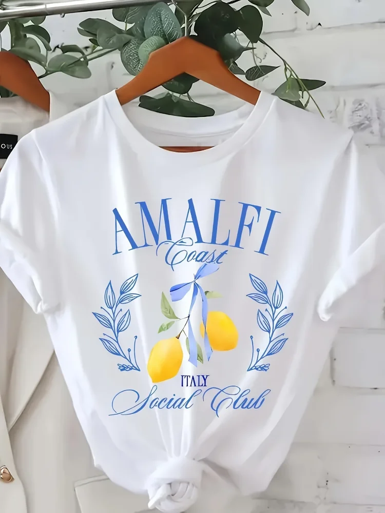 Summer Clothing Aesthetic - Camiseta con estampado de limones, manga