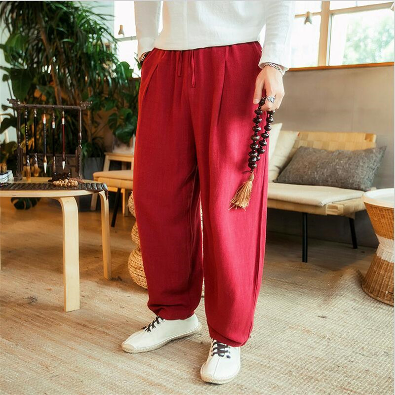 Pantalones bombachos holgados  - Summer Clothing Men Linen reseña y precio