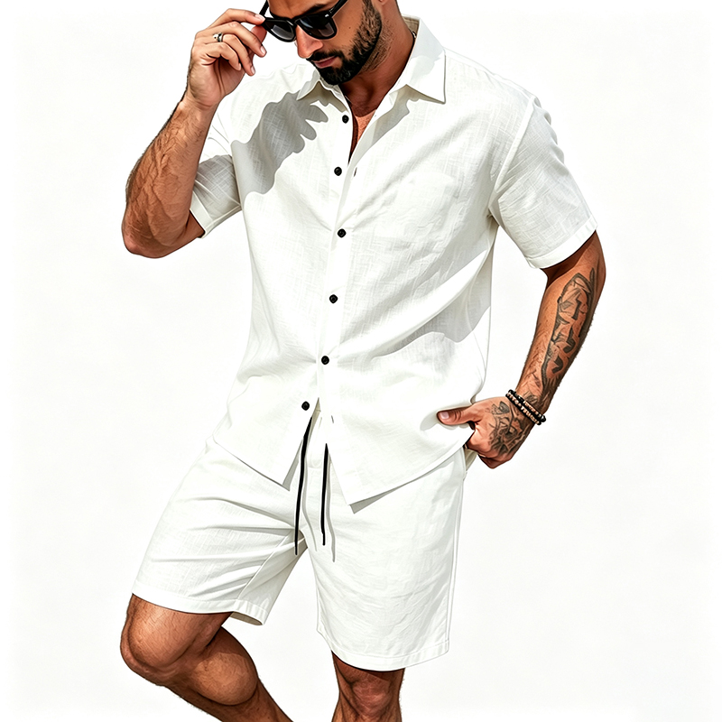 Conjunto de Dos Piezas de Lino - Summer Clothing Men Linen reseña y precio