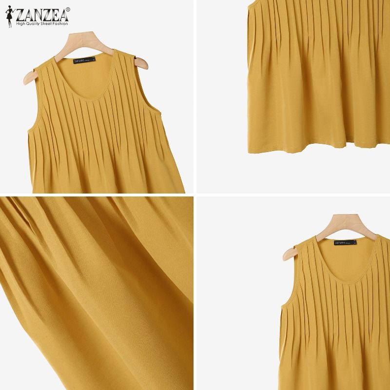 ZANZEA-Top sin mangas con vola - Summer Clothing Plus Size Women reseña y precio