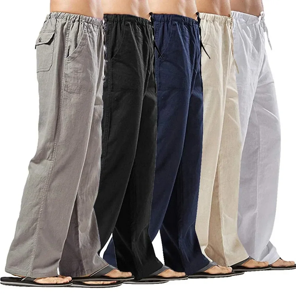 Pantalones informales para hom - Summer Clothing Men Linen reseña y precio