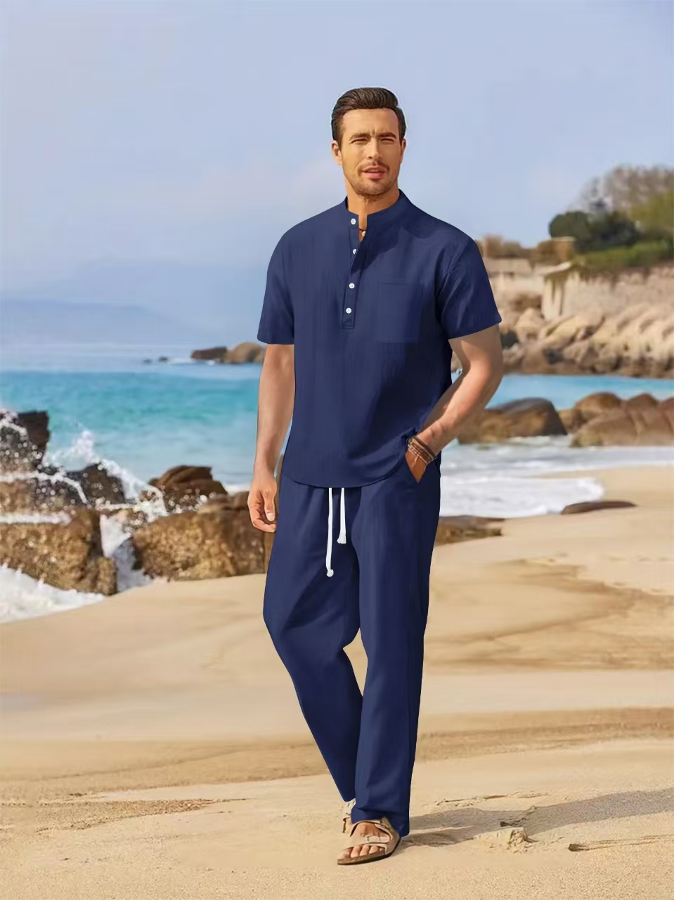Conjunto de verano de algodón  - Summer Clothing Men Linen reseña y precio
