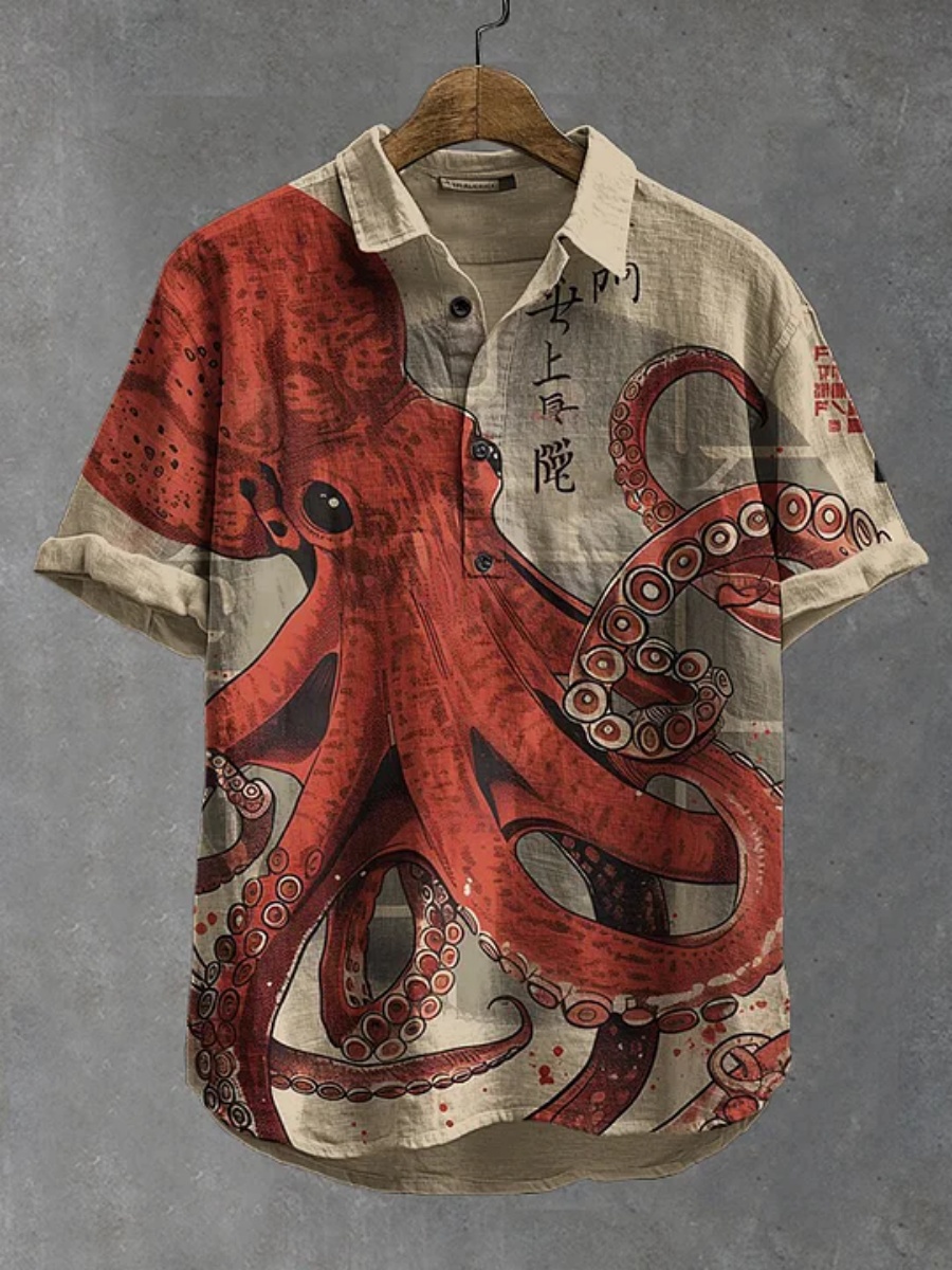 Polo para hombre con estampado - Summer Clothing Men Linen reseña y precio