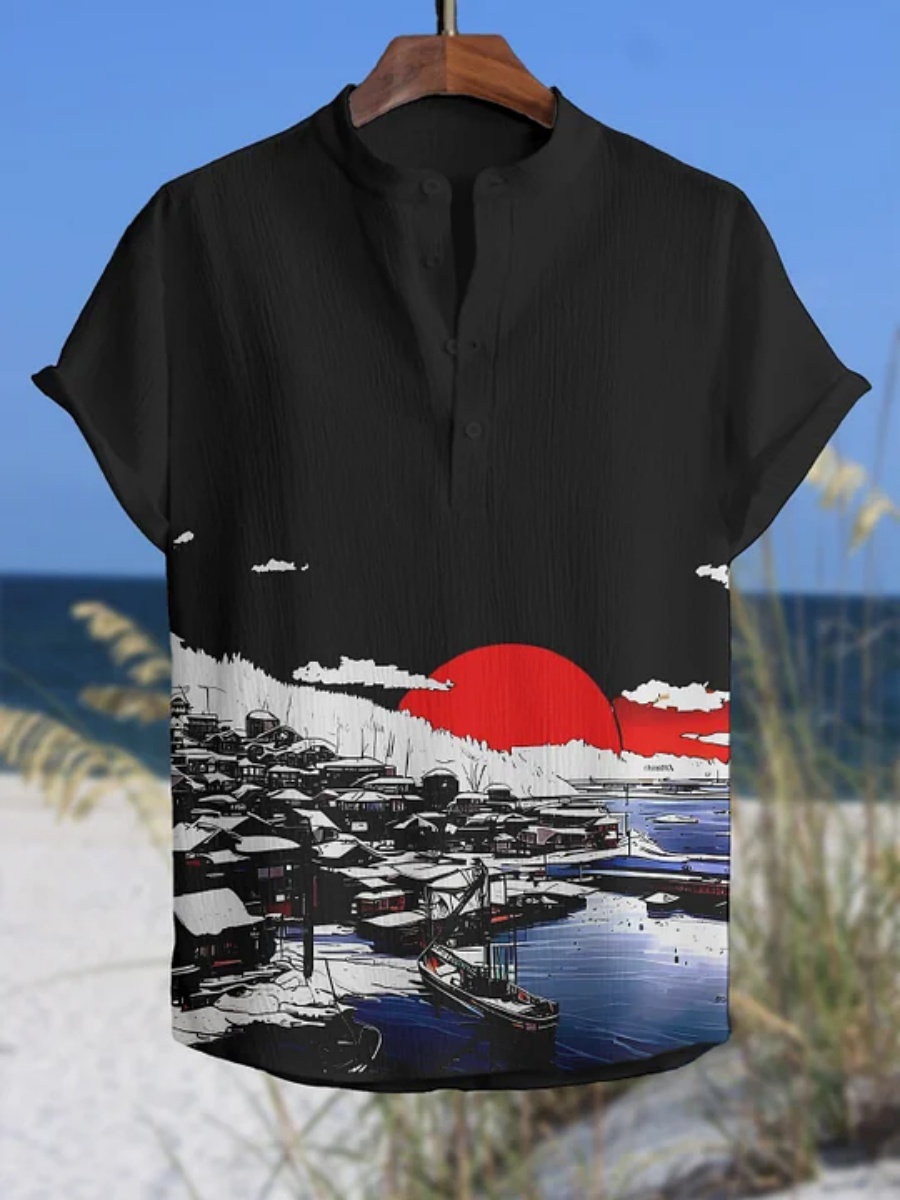 Polo para hombre con estampado - Summer Clothing Men Linen reseña y precio