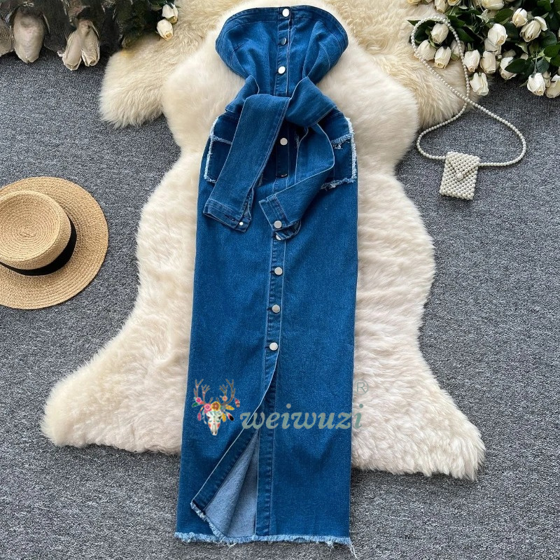 Vestido vaquero retro sin tira - Summer Clothing Juniors reseña y precio