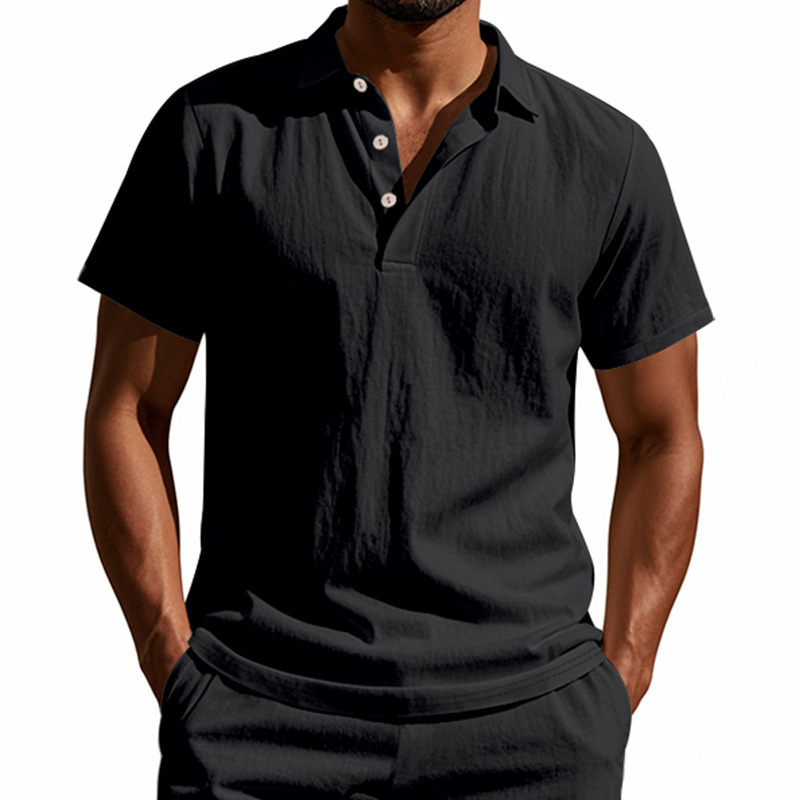 Camisa POLO de manga corta de  - Summer Clothing Men Linen reseña y precio