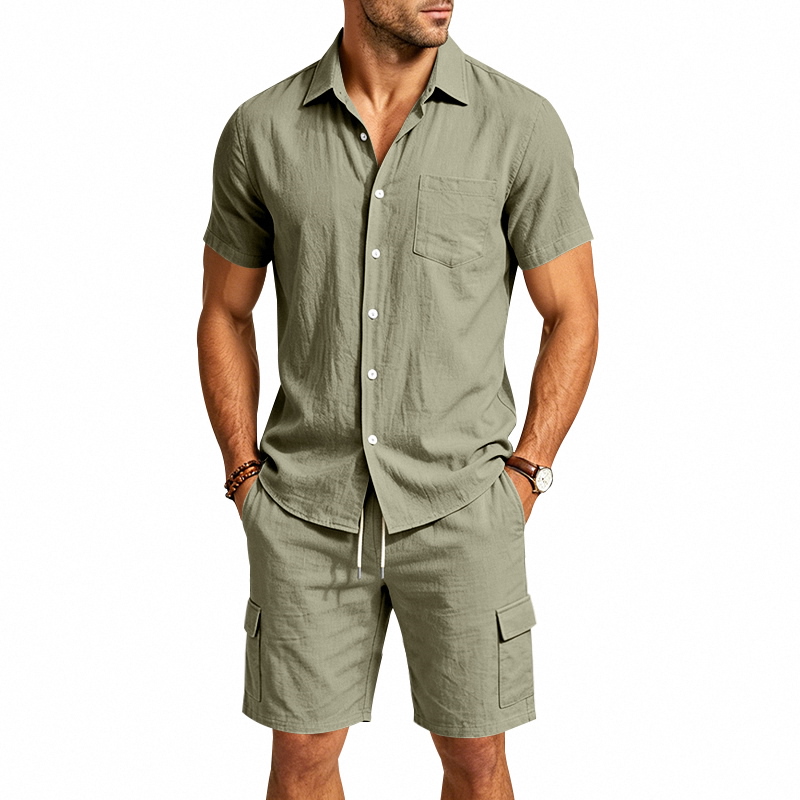 Conjunto de Dos Piezas de Lino - Summer Clothing Men Linen reseña y precio