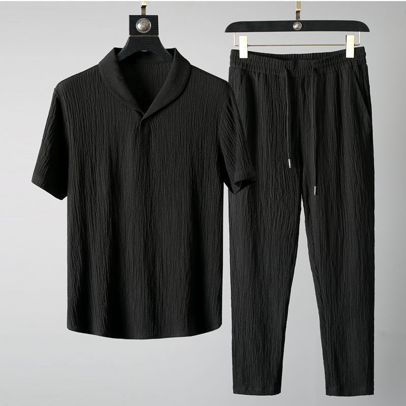 Traje de lino de seda helada d - Summer Clothing Men Linen reseña y precio
