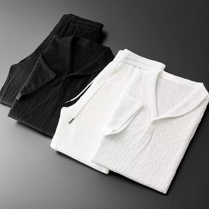 Traje de lino de seda helada d - Summer Clothing Men Linen reseña y precio